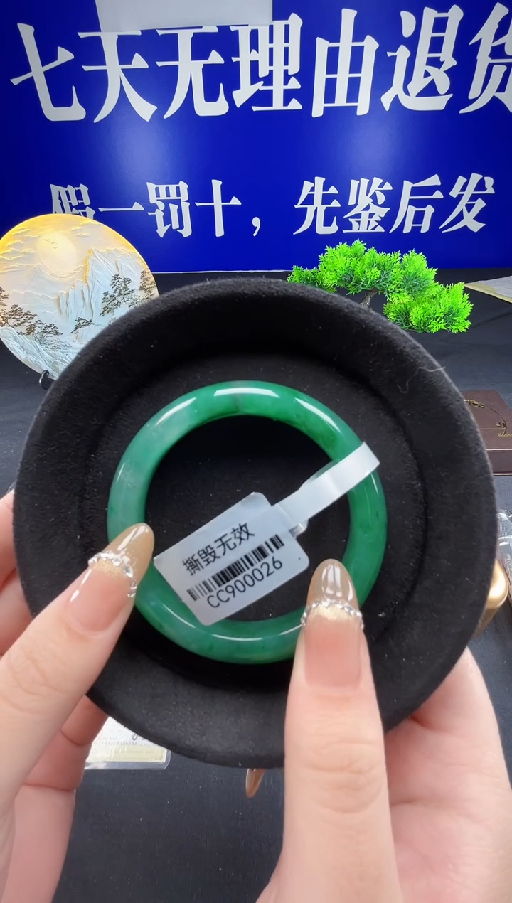 未镶嵌手镯石英质玉（非洲翠）圈口55