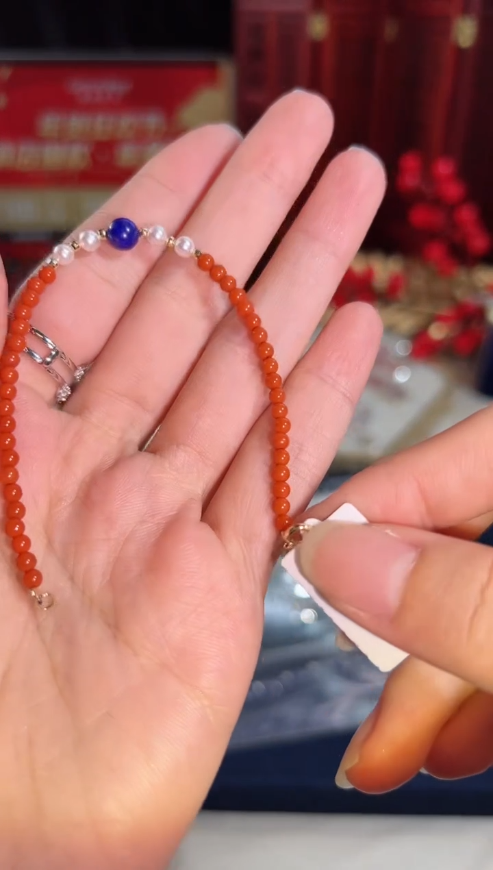 【闪购商品】南红玛瑙手链18K金镶嵌BB4858