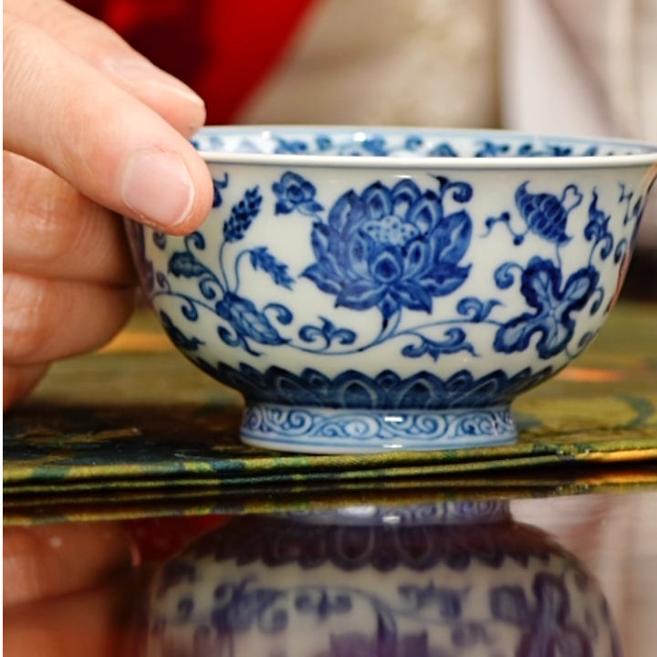 【小乔赏瓷】g古官 景德镇手工手绘缠枝花卉杯