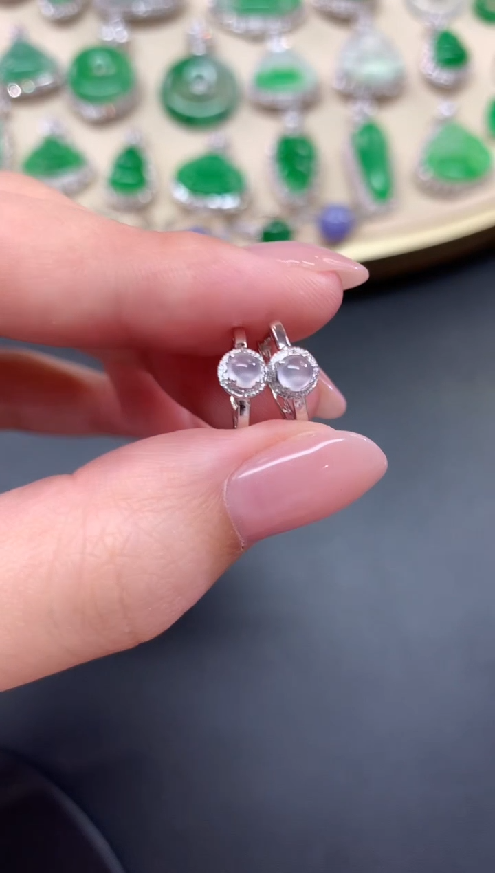 翡翠18K金镶嵌耳饰W189多样性发货一件|980