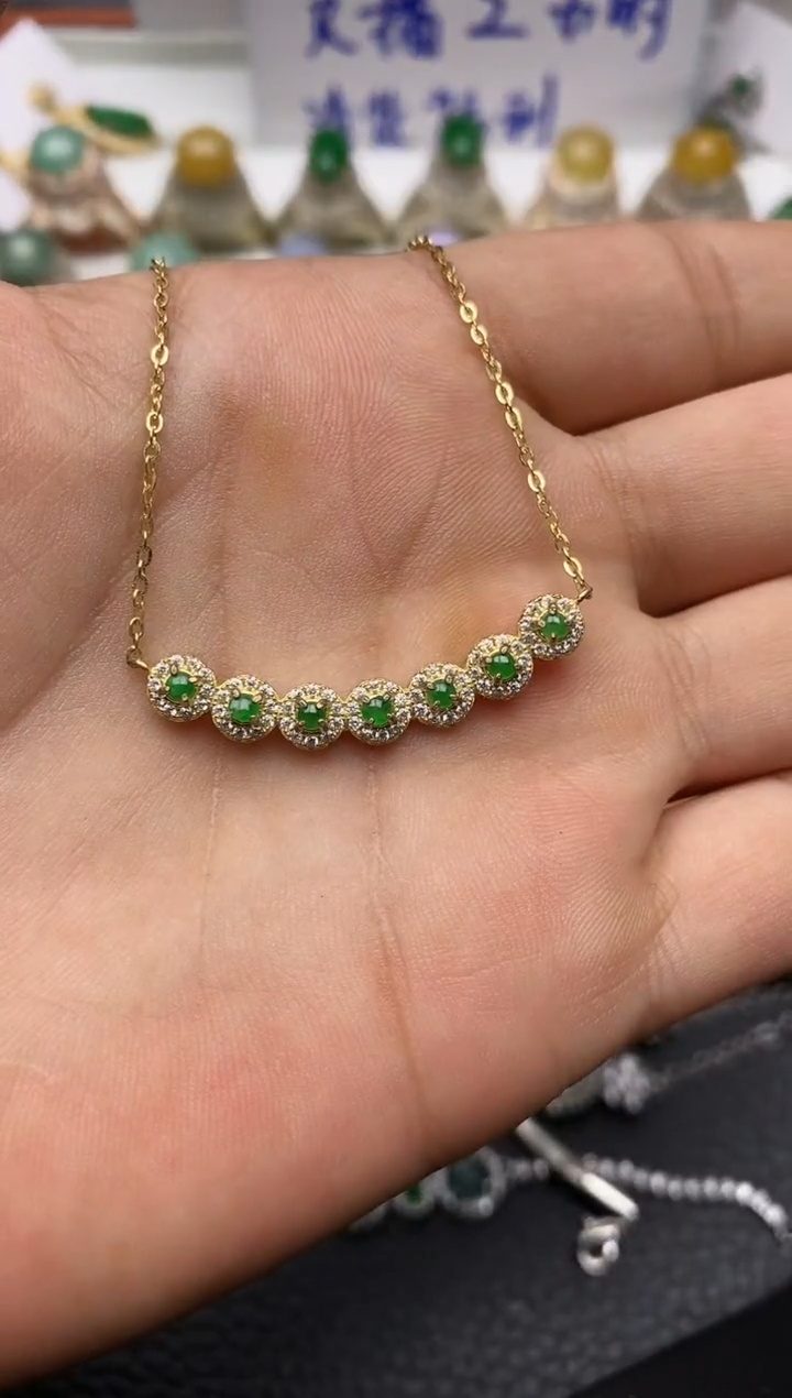 颈饰银S925镶嵌翡翠/0042