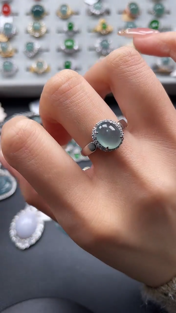 【闪购商品】翡翠戒指银S925镶嵌7685875