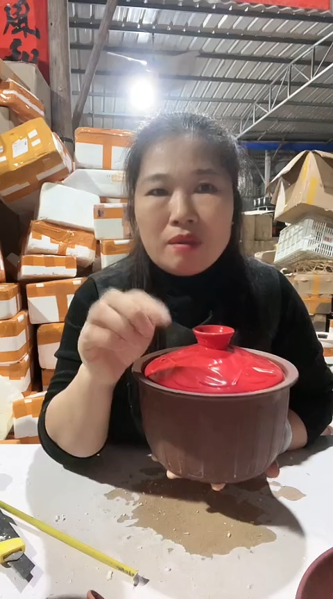 陶瑕疵打磨猪油罐带盖5379