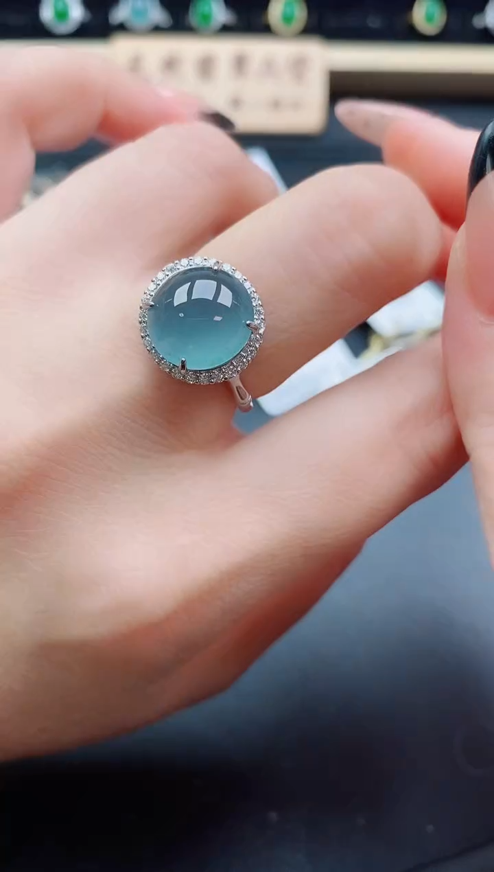 银S925镶嵌戒指翡翠1