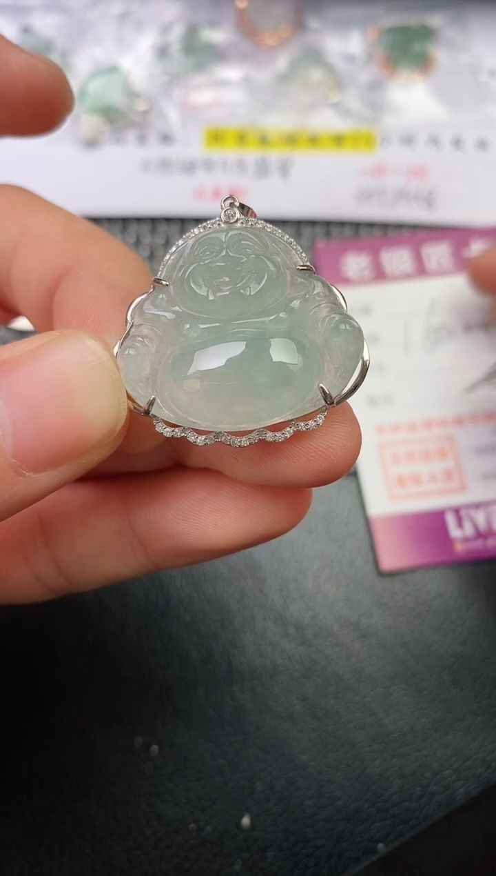 颈饰银S925镶嵌翡翠成*挂件