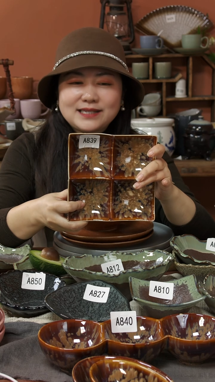 陶瓷A839 一只四个窑变结晶微瑕可能开片