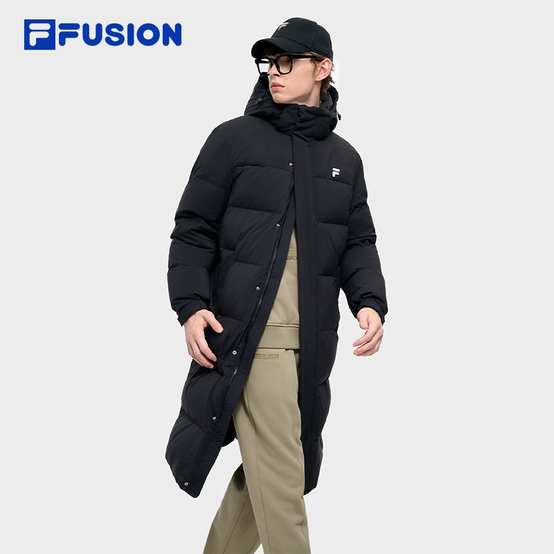 FILA FUSION长款羽绒服冬款休闲基础连帽外套T11M445902F-Q05