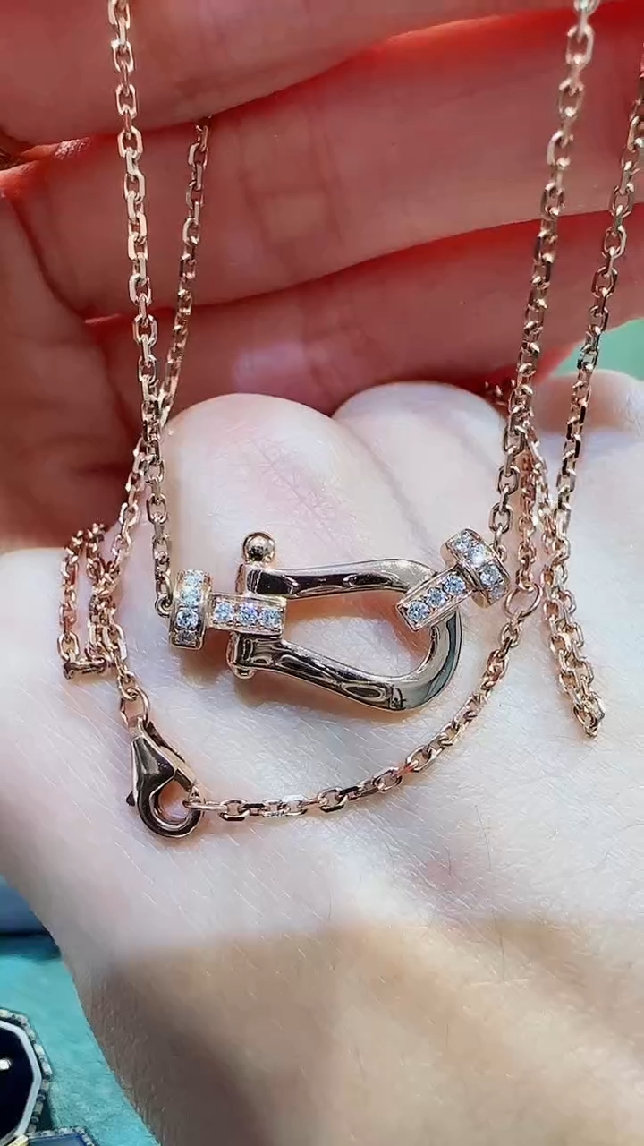 【闪购商品】钻石套链18K金镶嵌18K金钻石马蹄套链