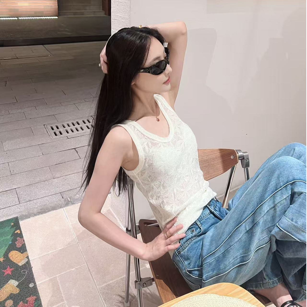  CONCISE-WHITE 简白 25SS春夏新款 提花无袖背心