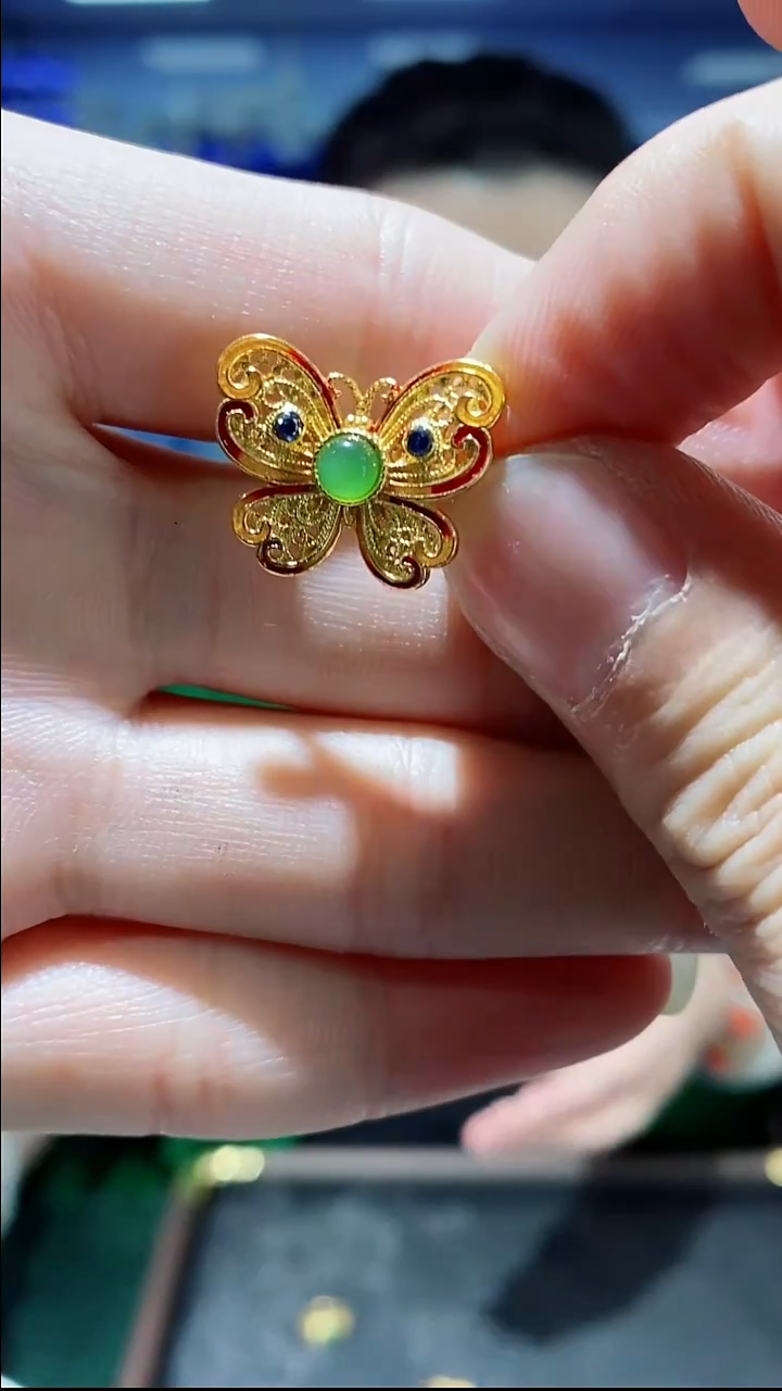 银S925镶嵌戒指和田玉JZ3017