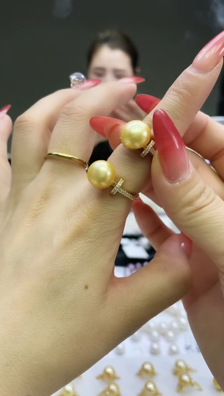 未镶嵌戒指淡水珍珠黄色系戒指