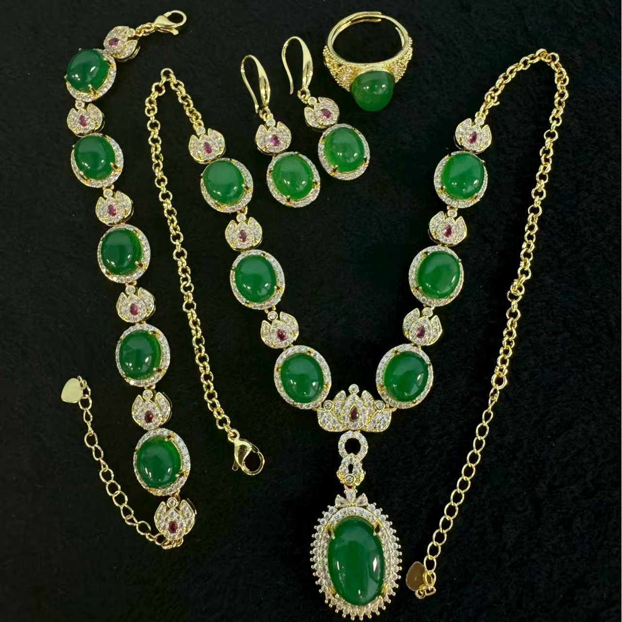 【刘少文】龙种芙蓉天使之泪绿玛瑙套装-MT-A049