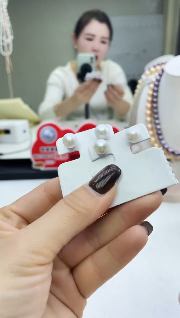 未镶嵌耳饰淡水珍珠白色系 素钉