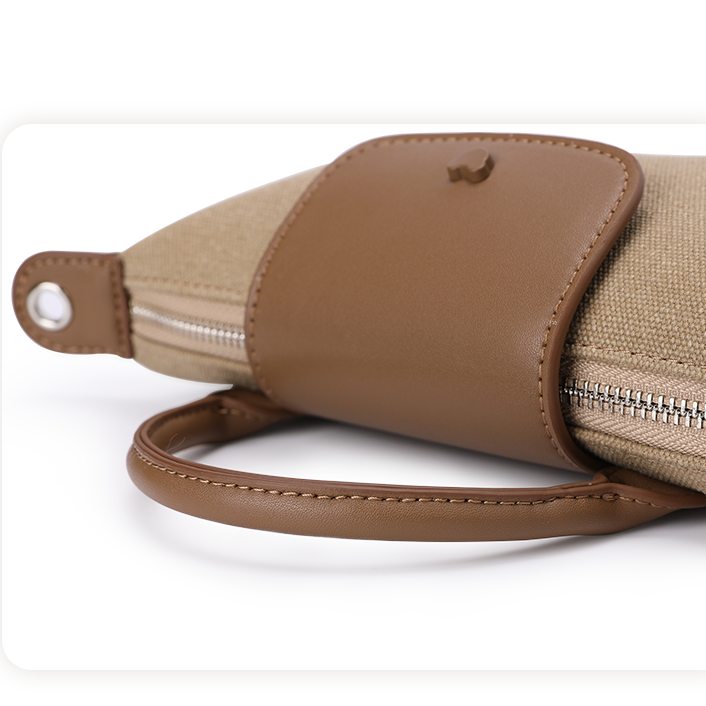 mini号手提斜挎饺子包帆布配皮简约百搭休闲时尚潮流手提斜挎包