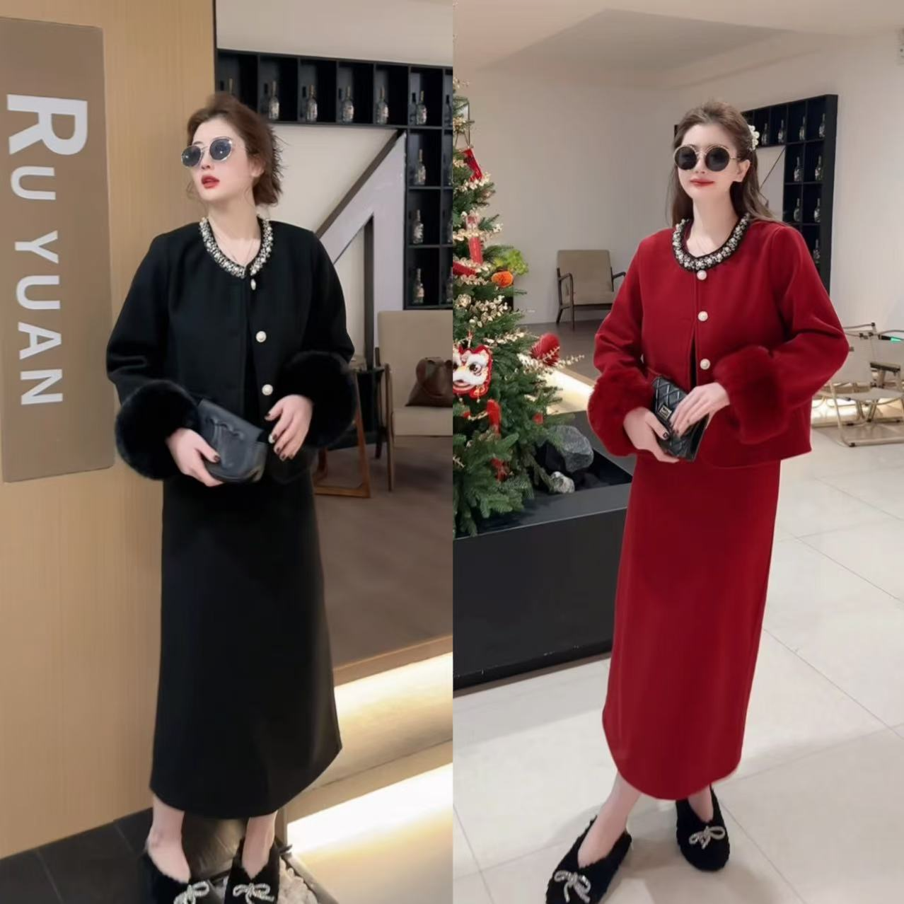 韩系气质高级感富家千金显瘦小香风两件套套装