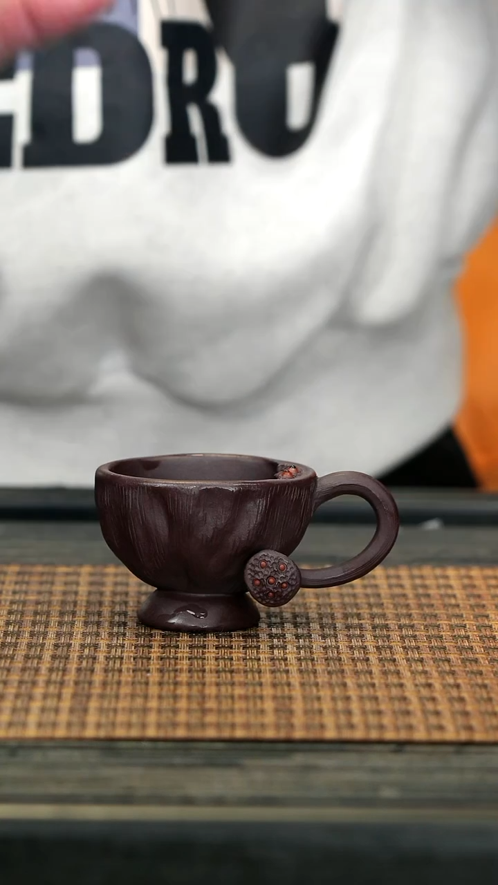 【闪购商品】紫砂茶壶6莲韵把杯 高足