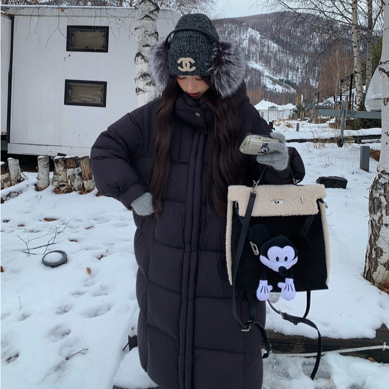 2025新90白鸭绒可溯源中长款加厚保暖时尚连帽韩版百搭宽松