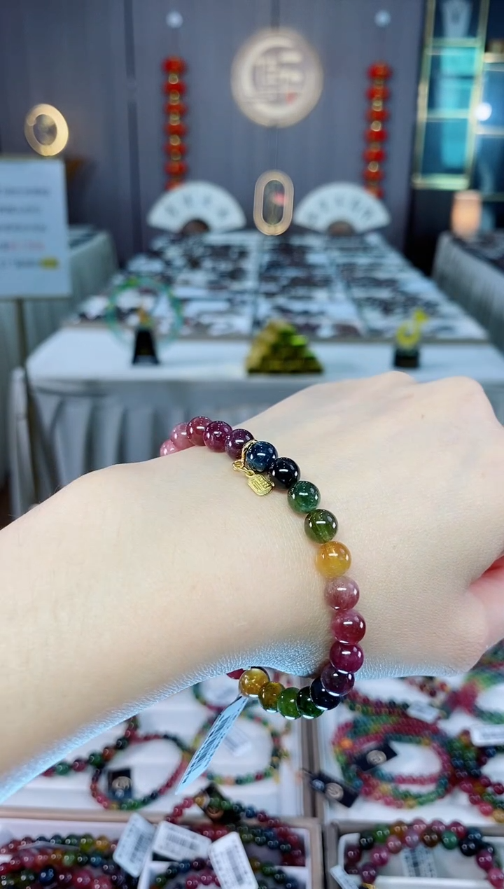 老矿碧玺油料单圈手串6mm+未镶嵌碧玺dan多样性发货一条