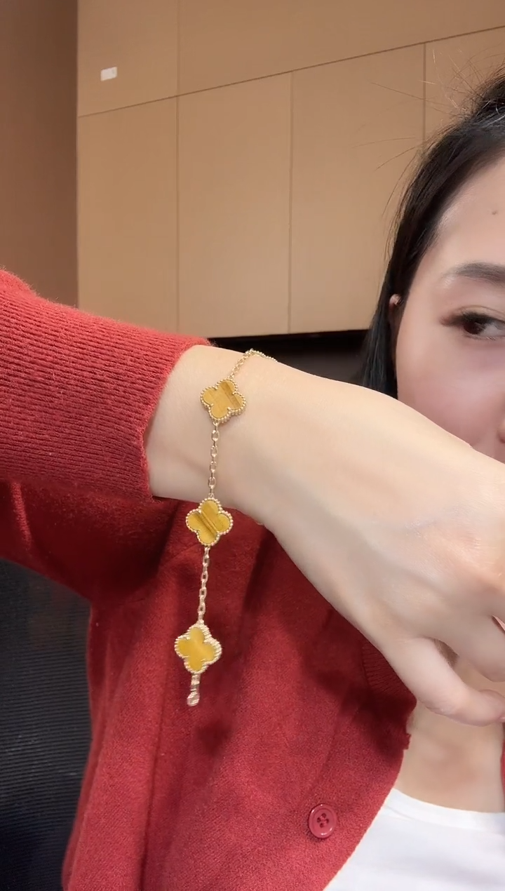 【闪购商品】木变石（虎睛石）手链18K金镶嵌 黄色k黄，五花手链GHJ