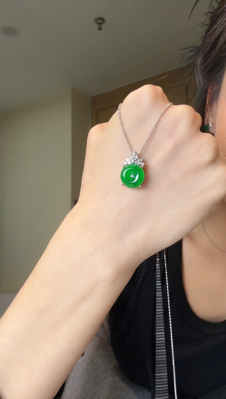 【闪购商品】翡翠吊坠(不含链)银S925镶嵌天然翡翠吊坠3