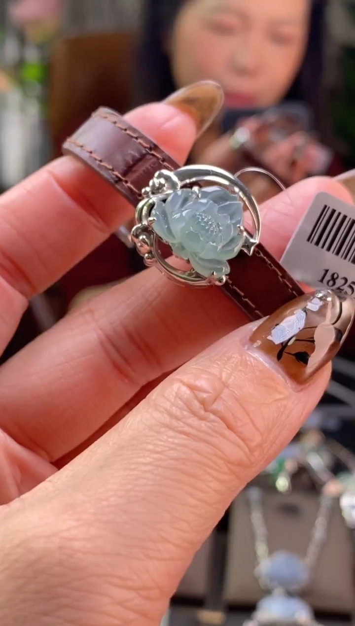 颈饰银S925镶嵌翡翠净货18251