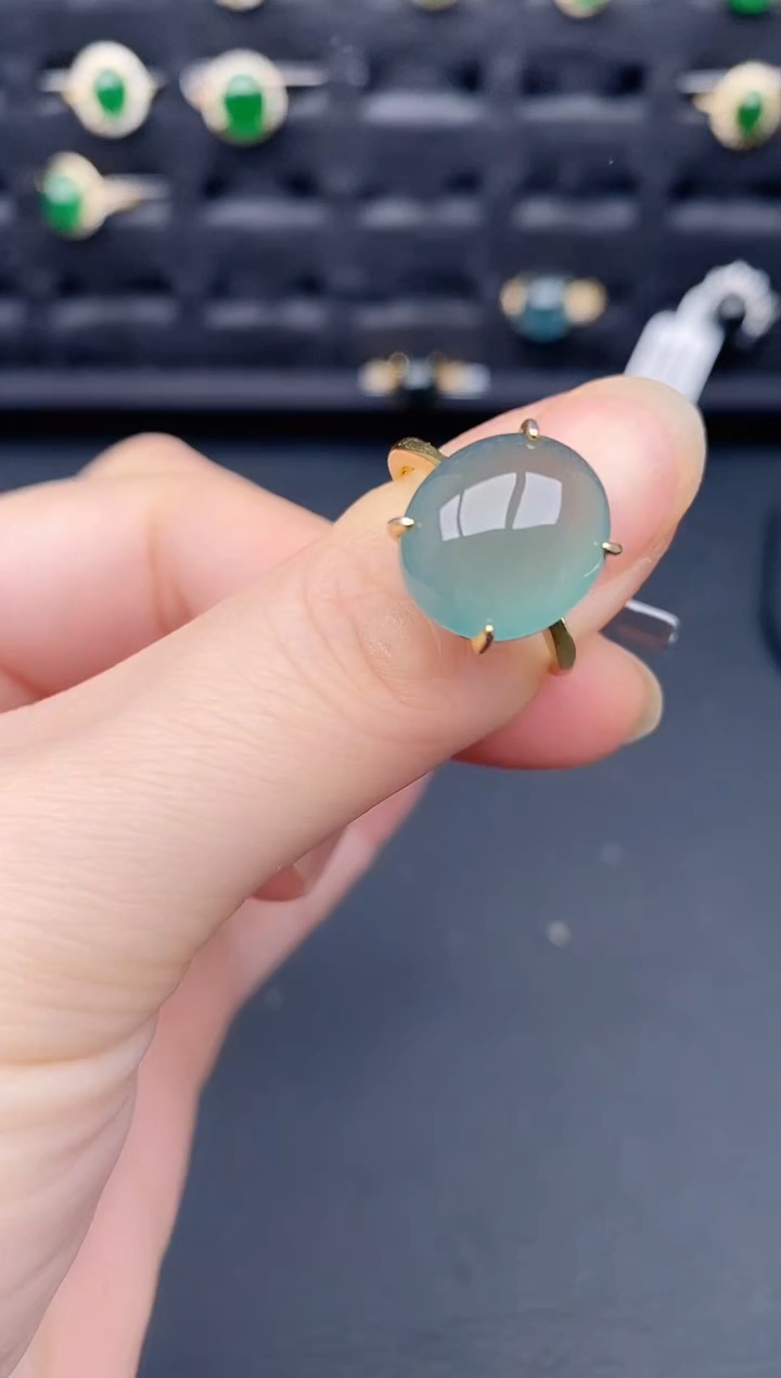 银S925镶嵌戒指翡翠天然a货翡翠154