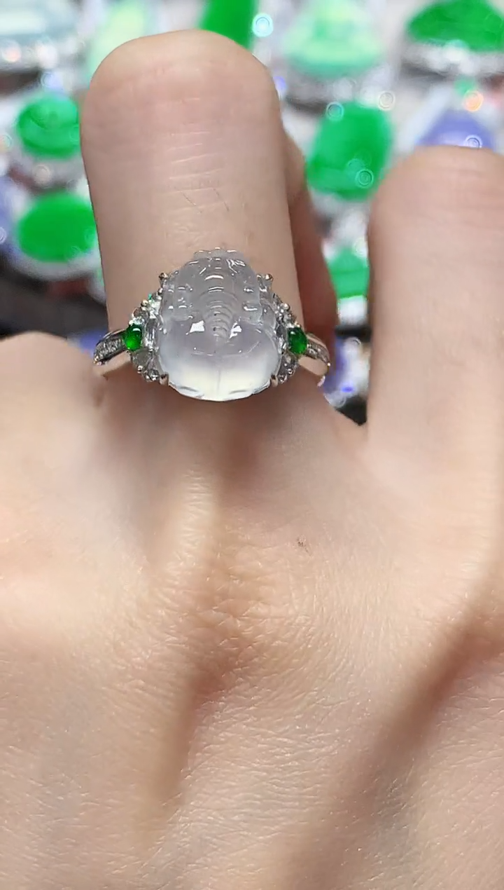 18K金镶嵌戒指翡翠W多样性发其一