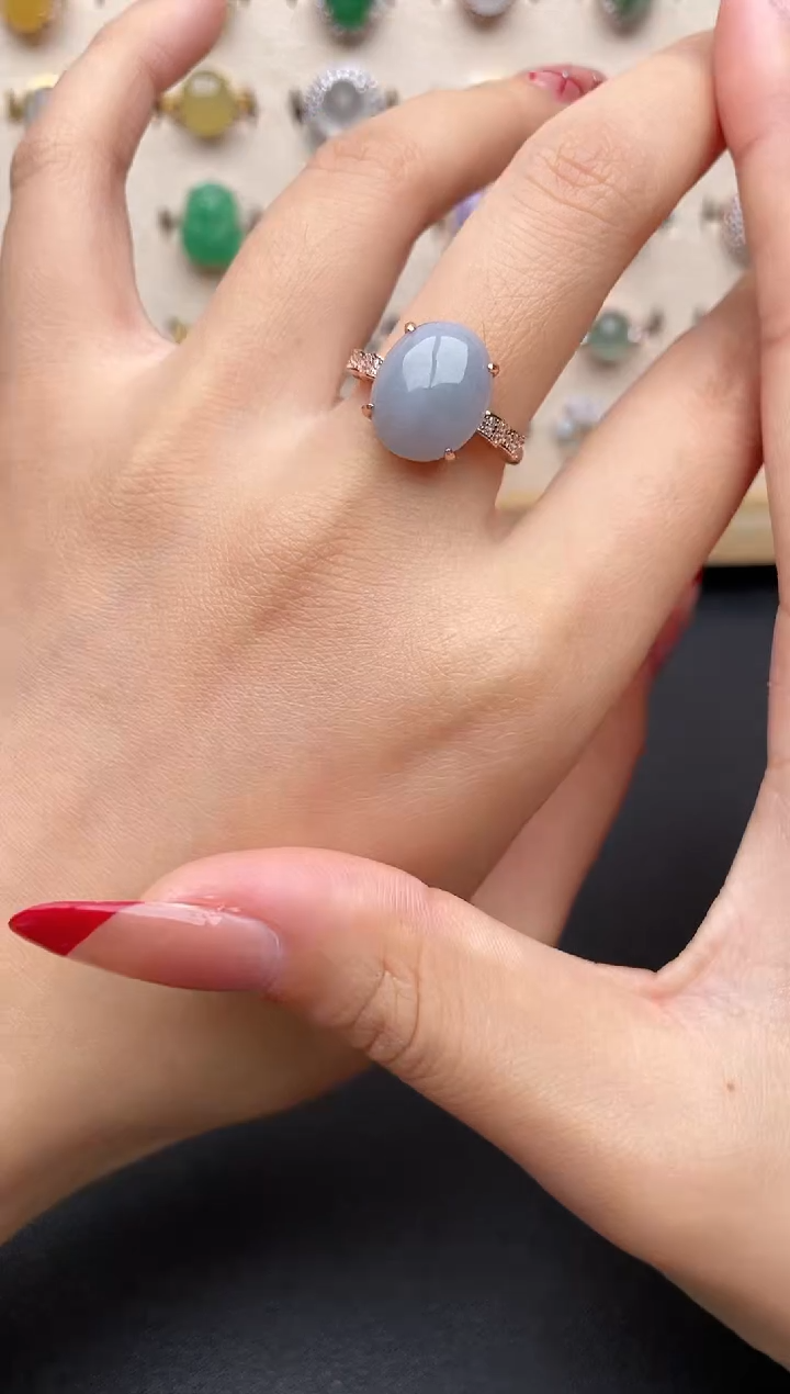 【闪购商品】翡翠戒指银S925镶嵌一物一证一礼盒