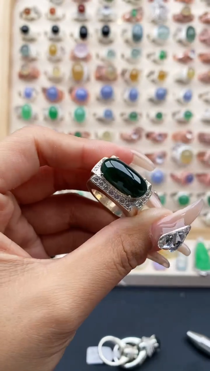 【闪购商品】翡翠戒指未镶嵌缅甸天然A货翡翠333   9+9