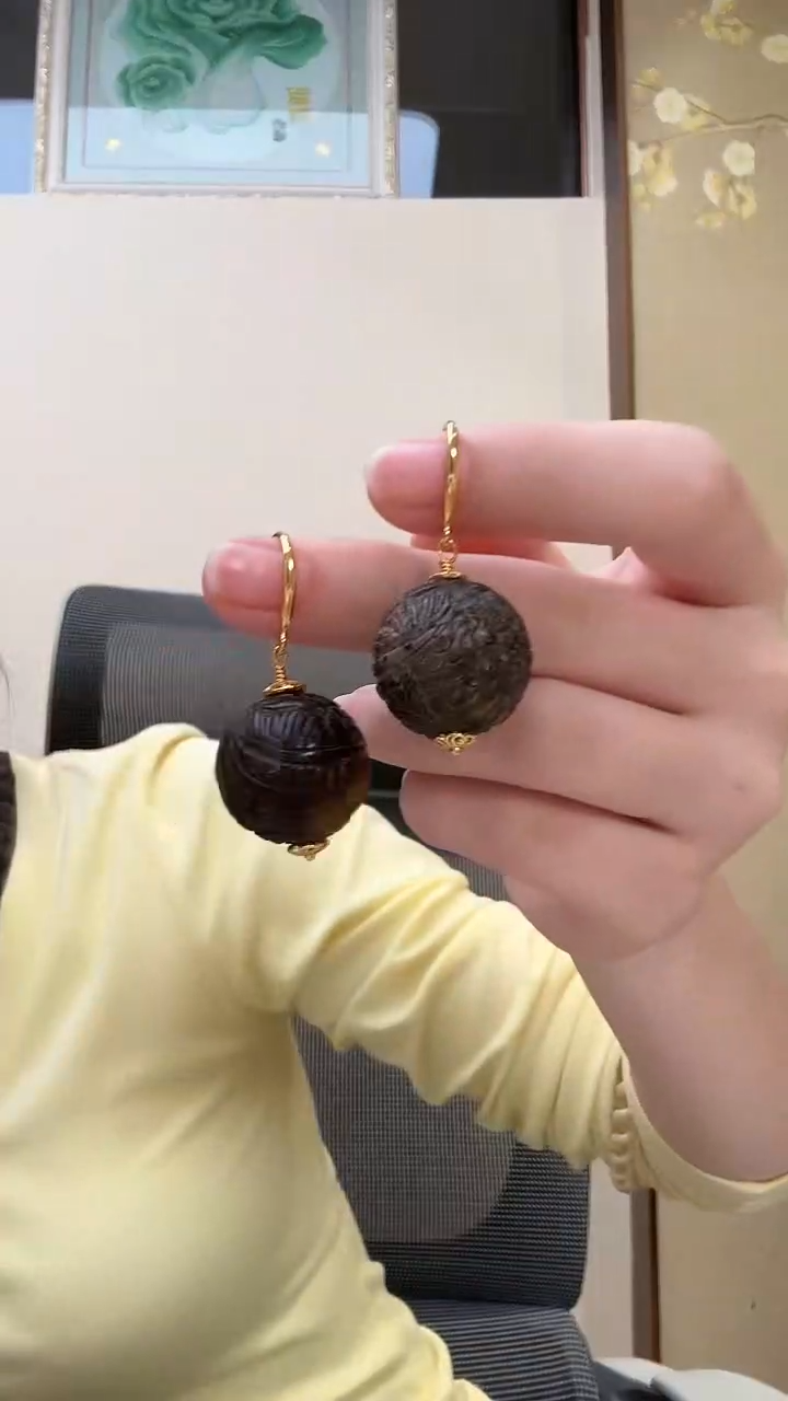 琥珀未镶嵌耳饰耳环