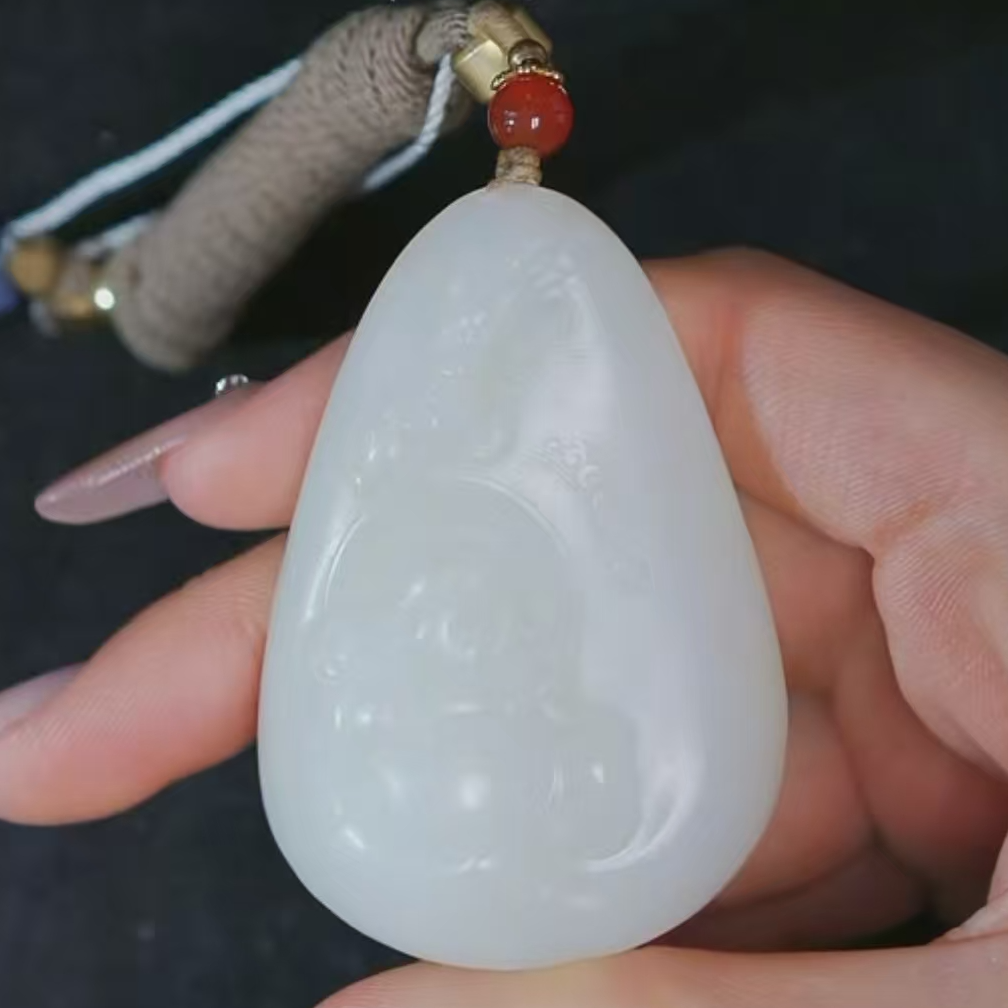创汇和田玉弥勒佛挂件1