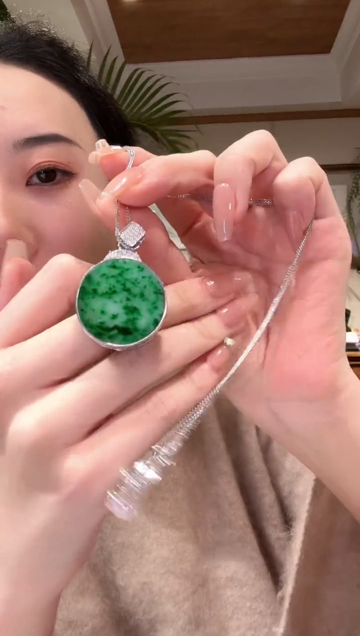 【闪购商品】翡翠颈饰银S925镶嵌国风