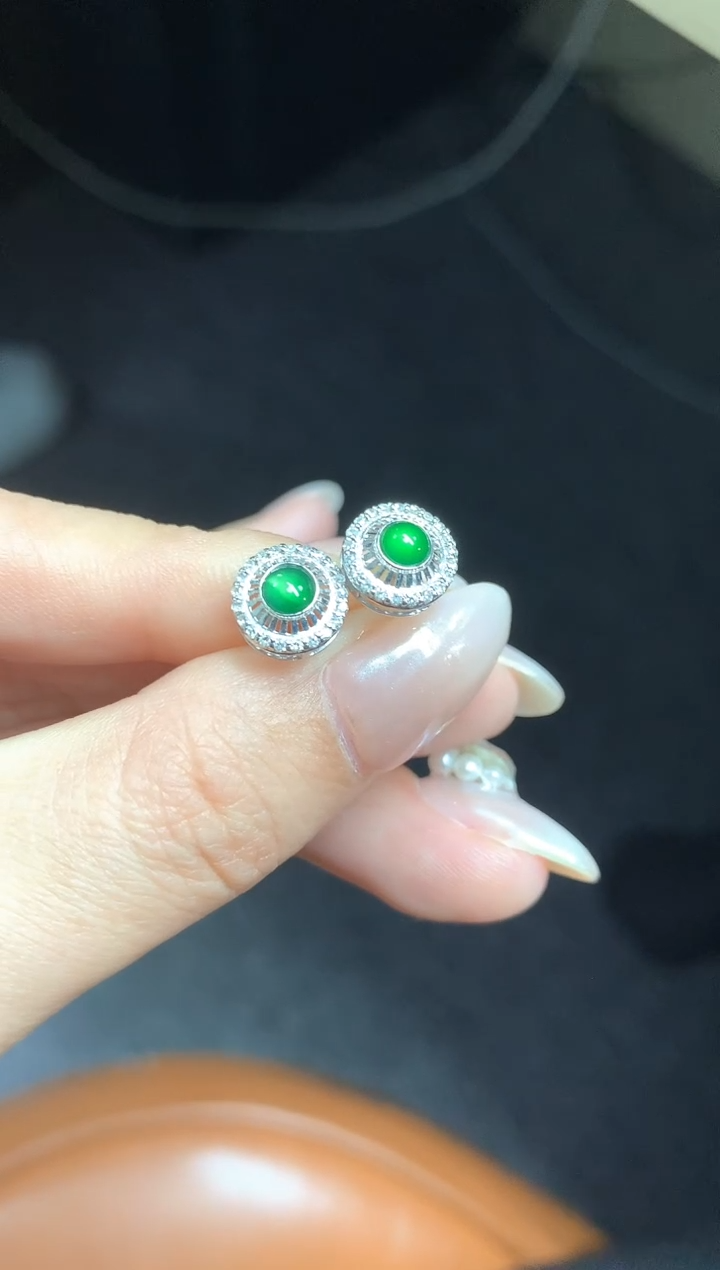 【闪购商品】翡翠耳饰18K金镶嵌耳饰|1800+180