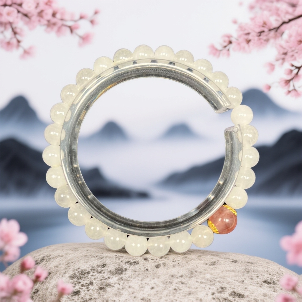 白色玉髓成品手串 默认微瑕--无盒--181