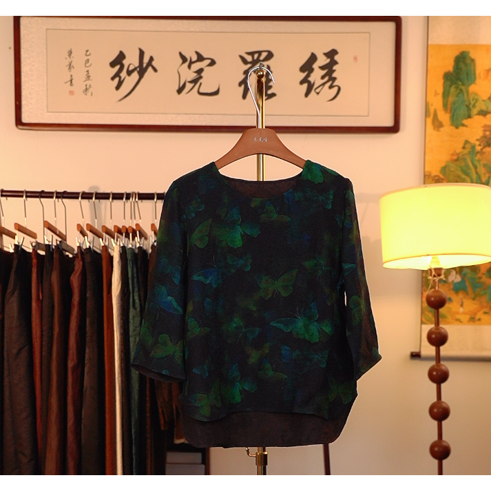 【绿野迷踪-香云纱衬衫】中式国风香云纱衬衫4036