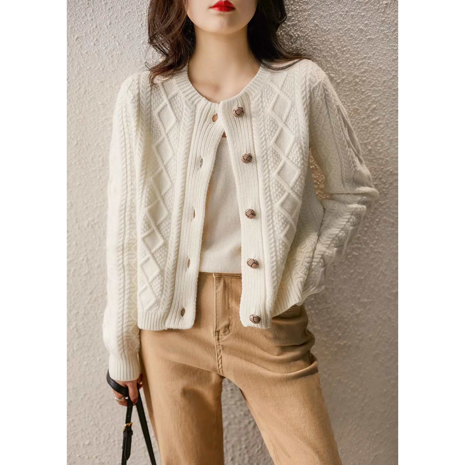 【编号441-480】秋冬麻花休闲粗针织毛衣外套开衫女上衣