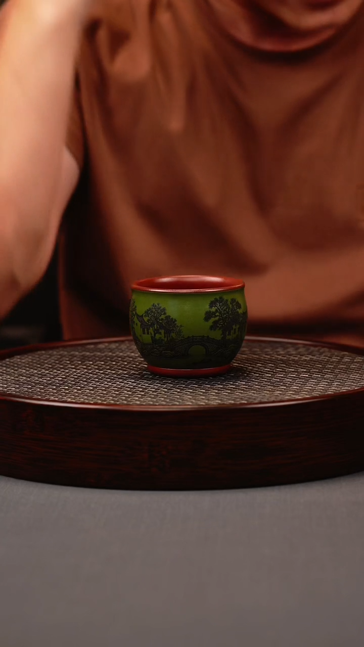 茶壶紫砂双拼绿泥缸杯