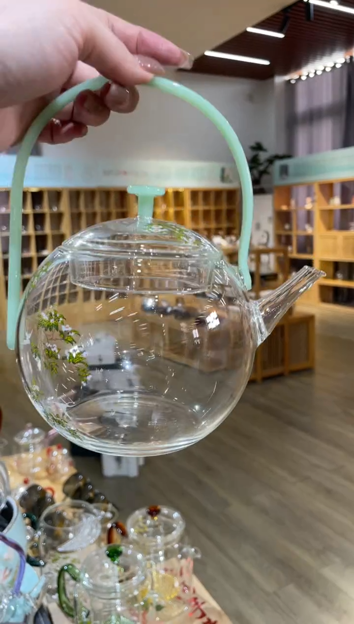 手工艺品玻璃抱月壶绿把梨花白燕啊