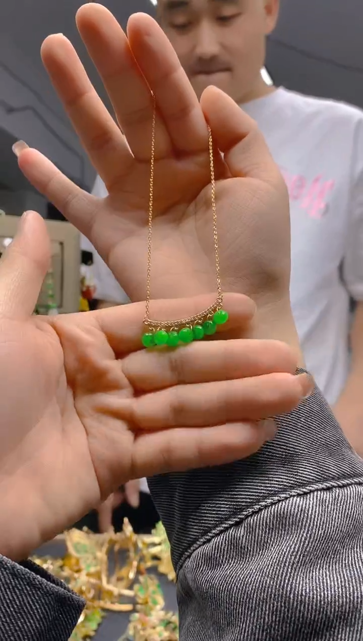 【闪购商品】翡翠耳饰合金085翡翠锁骨链