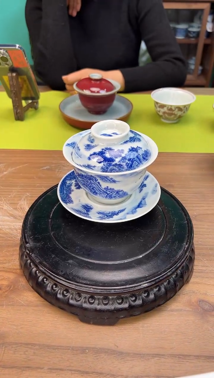 【闪购商品】盖碗青花山水三才盖碗       