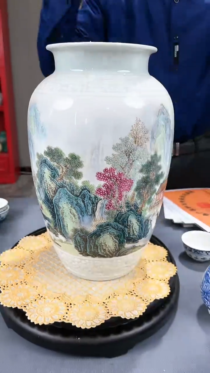 【闪购商品】官窑瓷画院678官窑瓷画院山水赏瓶