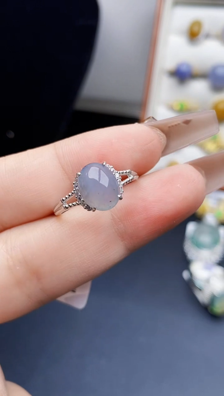 银S925镶嵌戒指翡翠0206