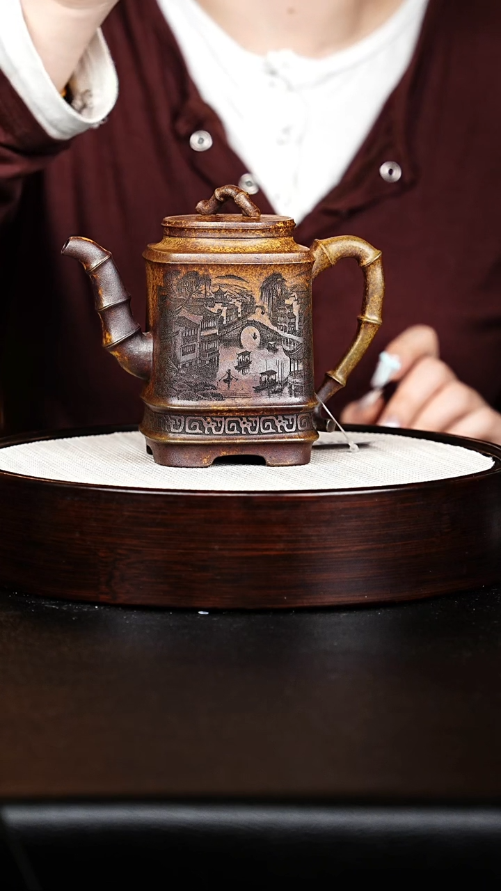 茶壶紫砂四方竹节