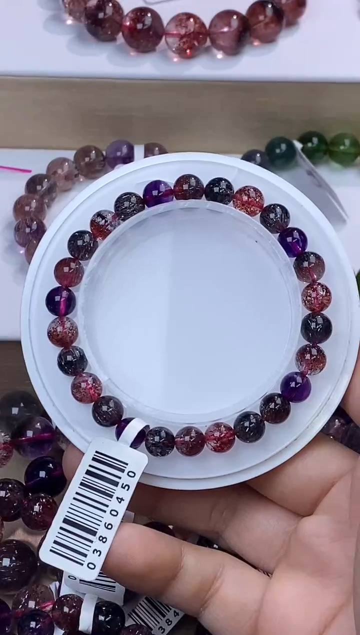 水晶手链未镶嵌黑加仑超七单圈7m+