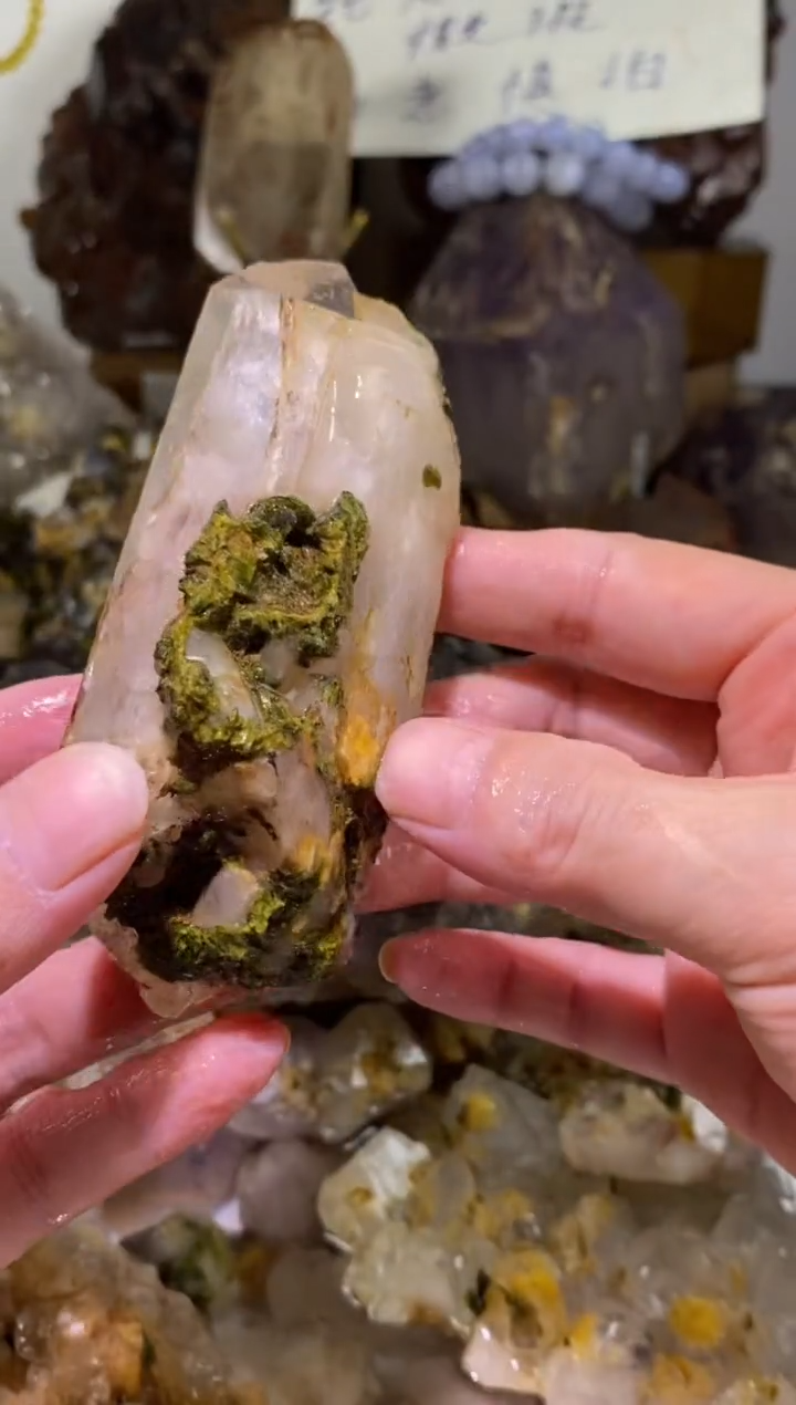 未镶嵌珠宝半成品水晶83号193g超七莫奈花园能量柱