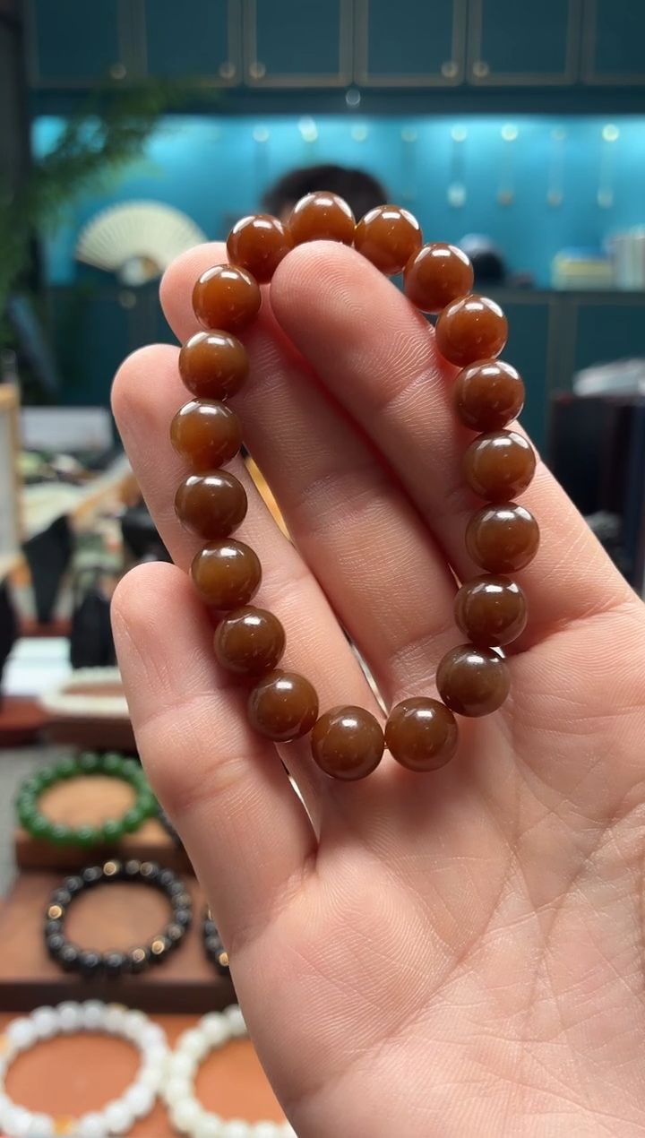 未镶嵌手串和田玉糖10mm圆