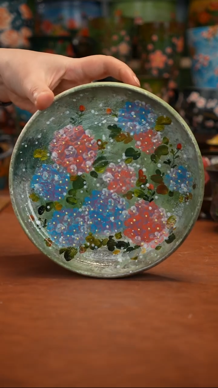 紫泥油画釉下彩手绘