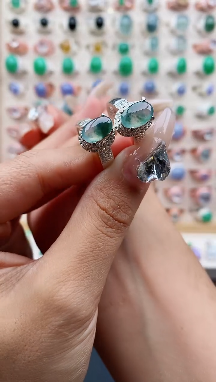 【闪购商品】翡翠戒指未镶嵌缅甸天然A货翡翠111  4+8