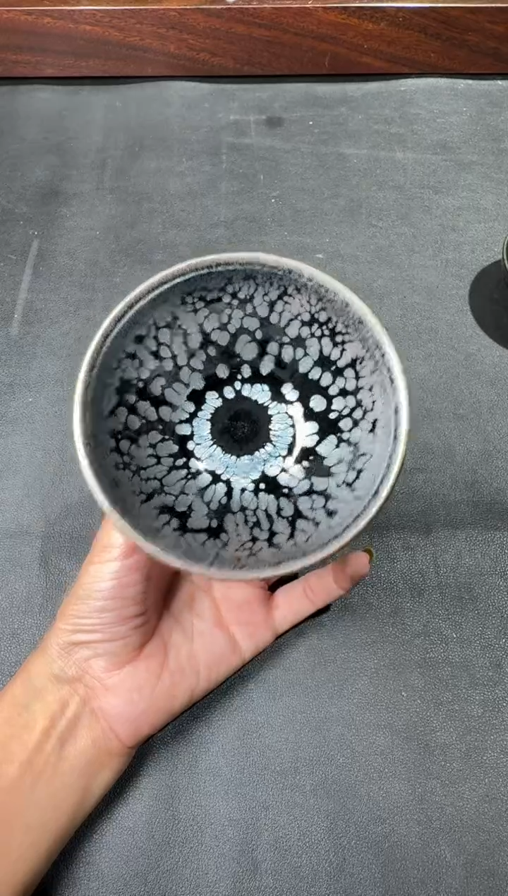 茶盏建盏故事李英黑底银斑160