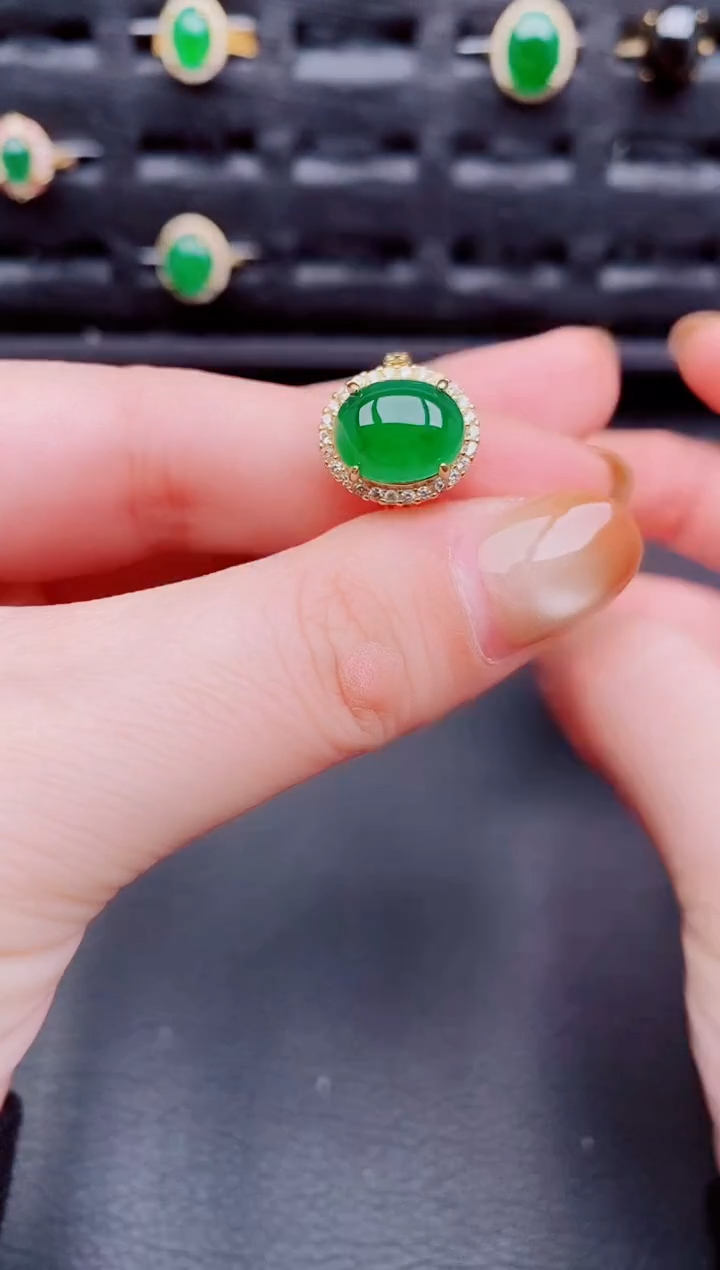 【闪购商品】翡翠戒指银S925镶嵌天然a货翡翠217